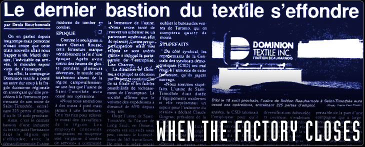 Newspaper article headline "The last bastion of textile collapses"