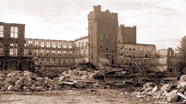 Photo of factory during its demolition.